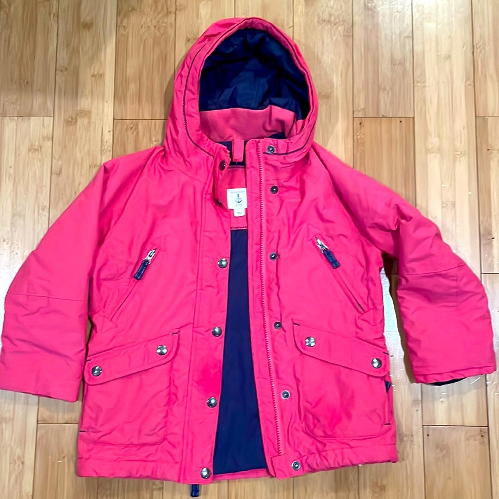 Lands end girls dark pink squall shell jacket size 5 - 6